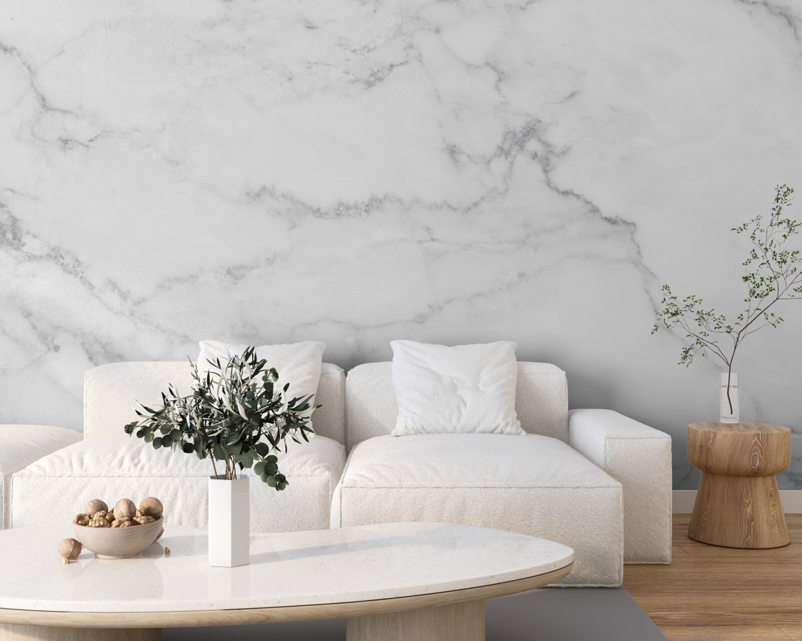 Фотошпалери сіро-білий мармур