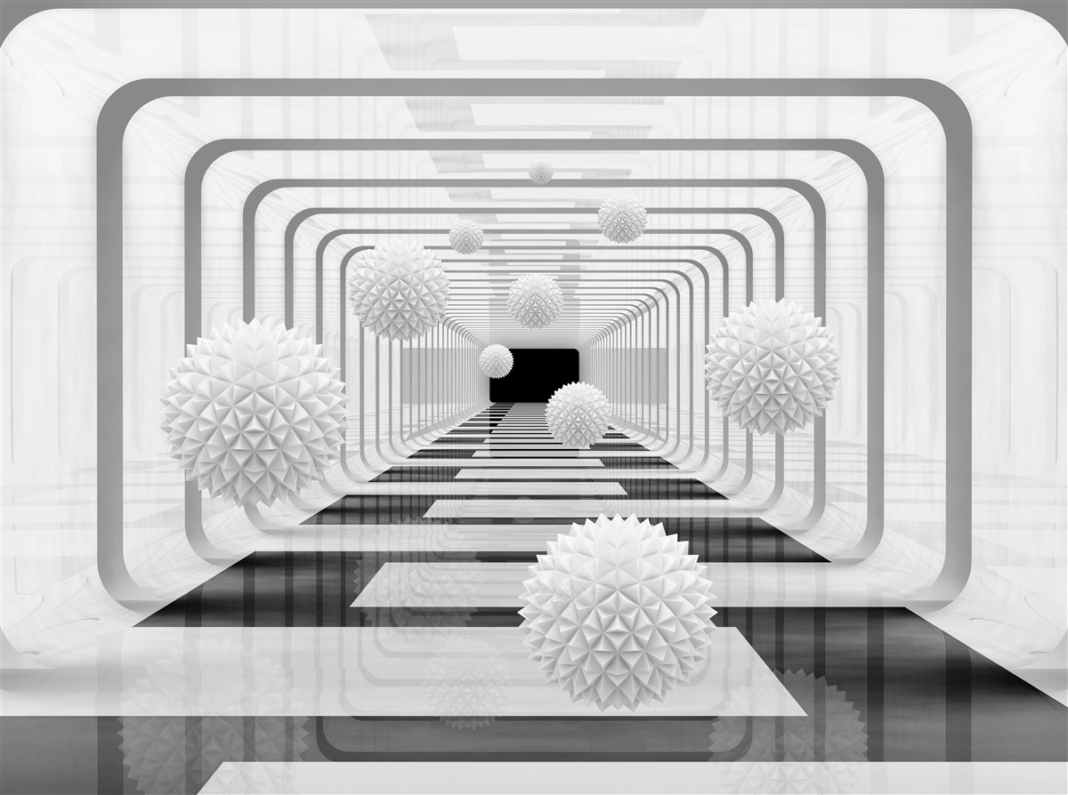 Фотошпалери нескінченність з півколами та алебастровими сферами