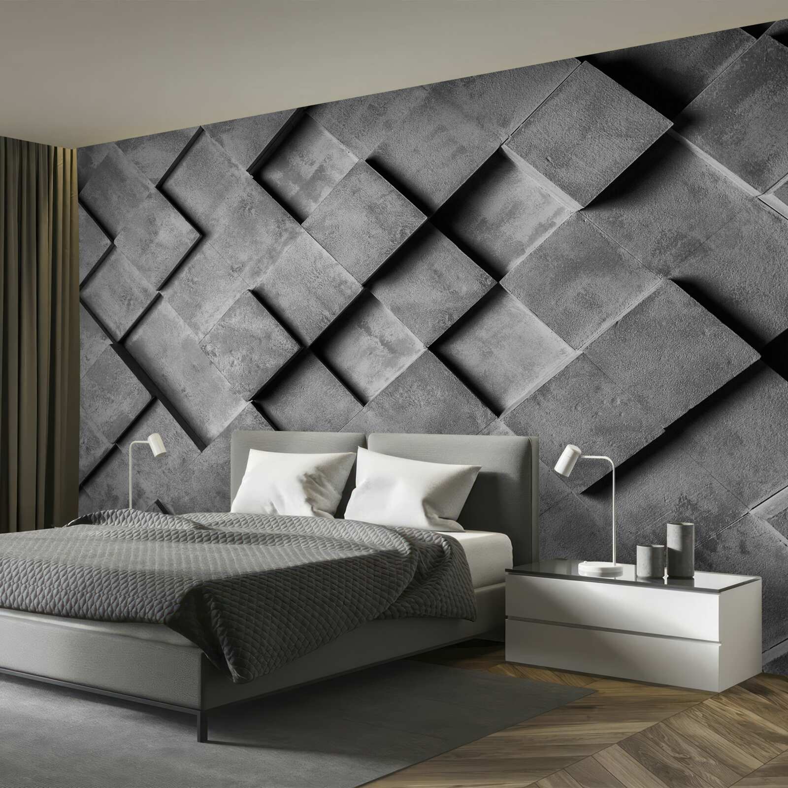 Фотошпалери 3d прямокутники сірого кольору