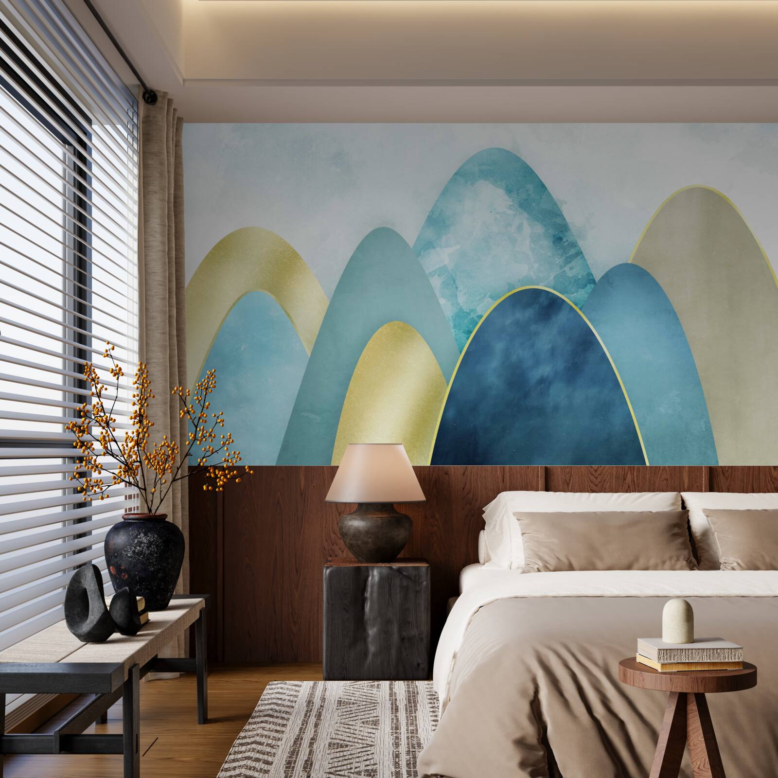 Фотошпалери вершини зимових гір, вкриті холодом