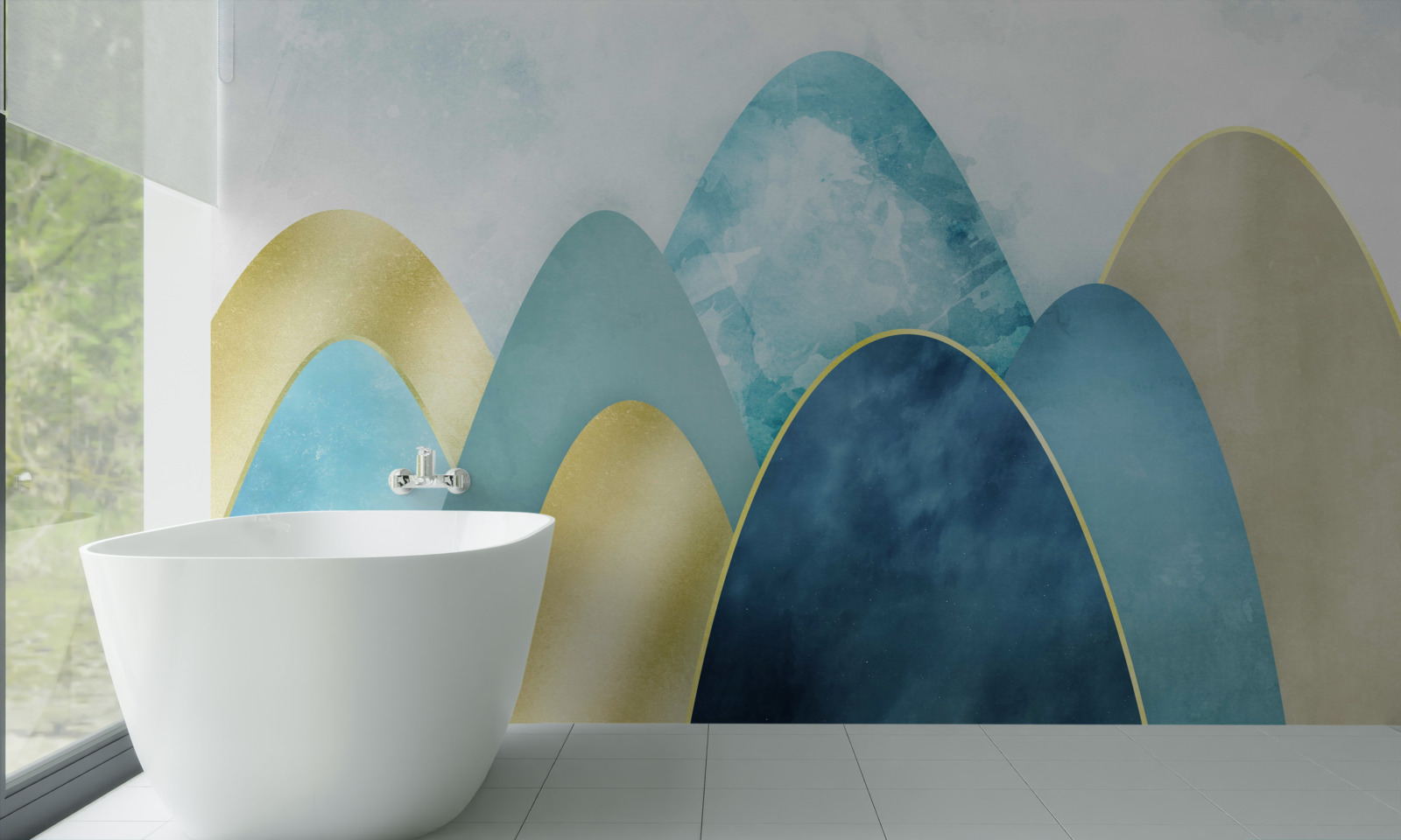 Фотошпалери вершини зимових гір, вкриті холодом