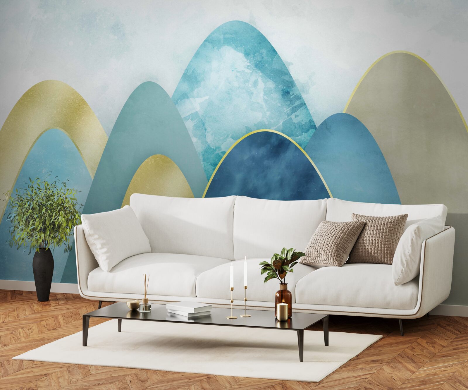 Фотошпалери вершини зимових гір, вкриті холодом