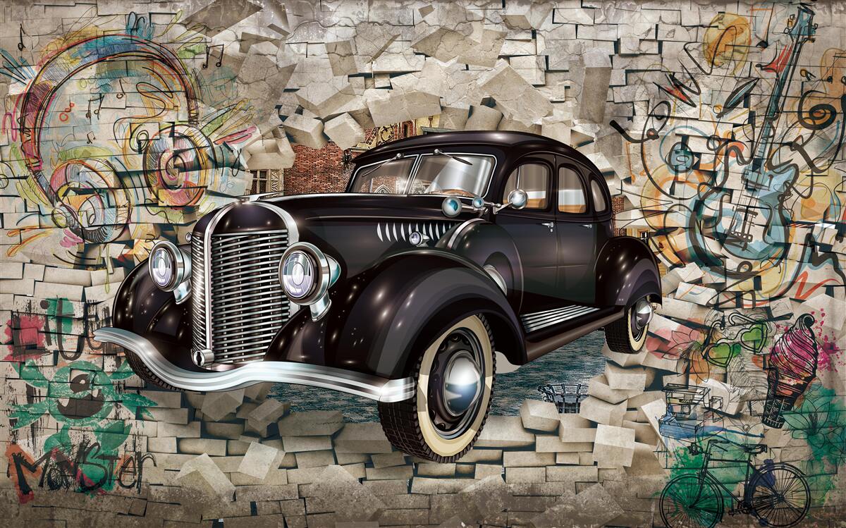Фотошпалери чорний автомобіль з минулого