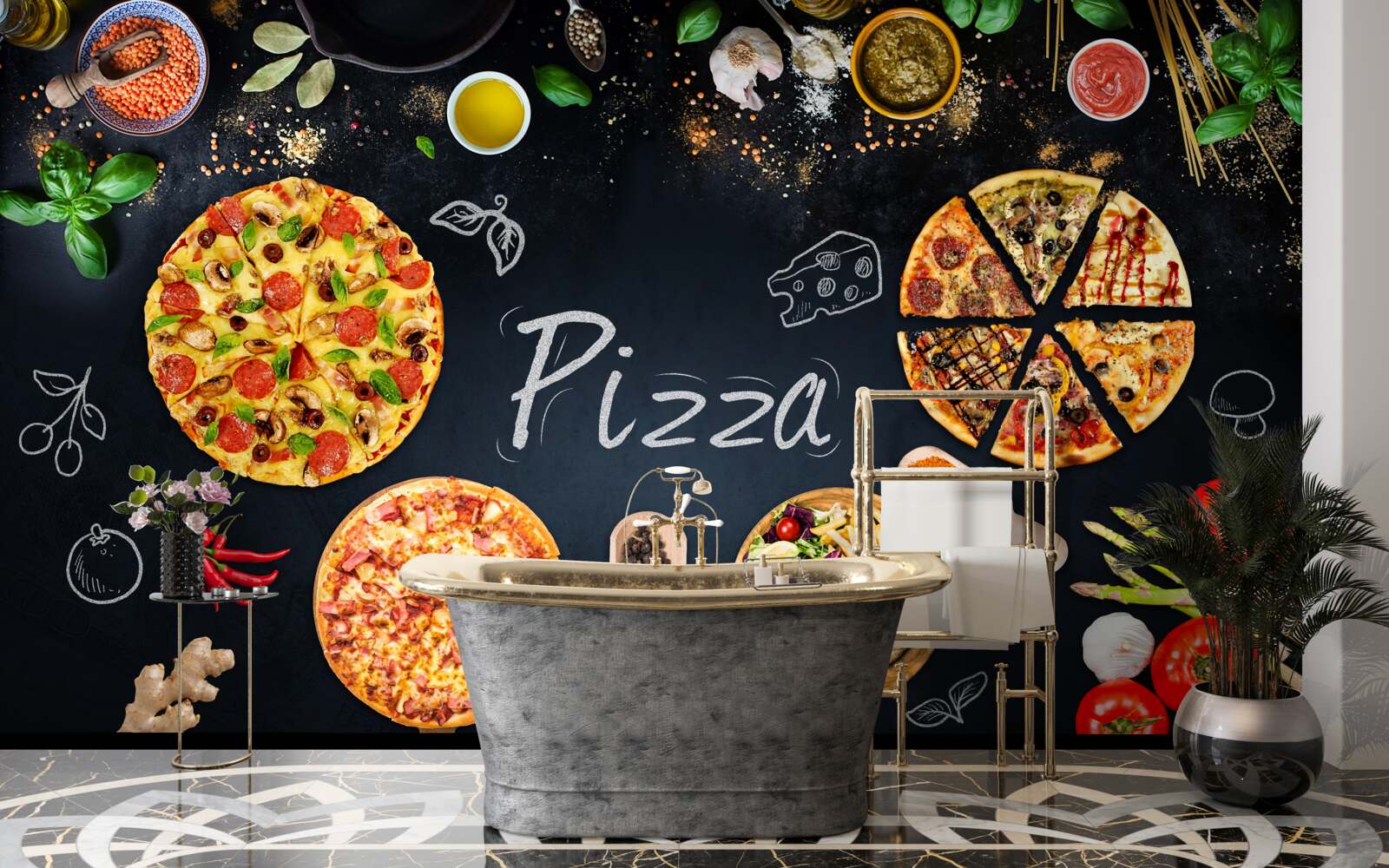 Фотошпалери інші харчові продукти, такі як піца