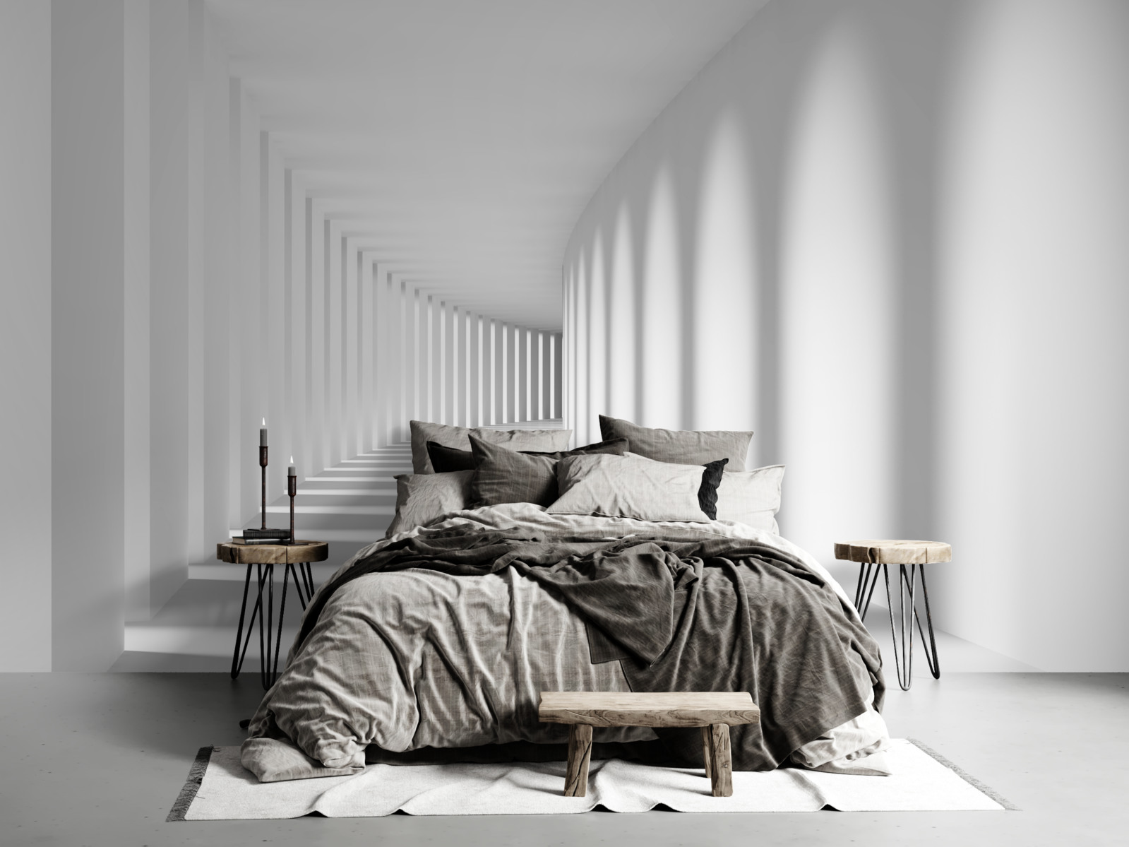 Фотошпалери тунель, що йде вдалину, оточений високими колонами