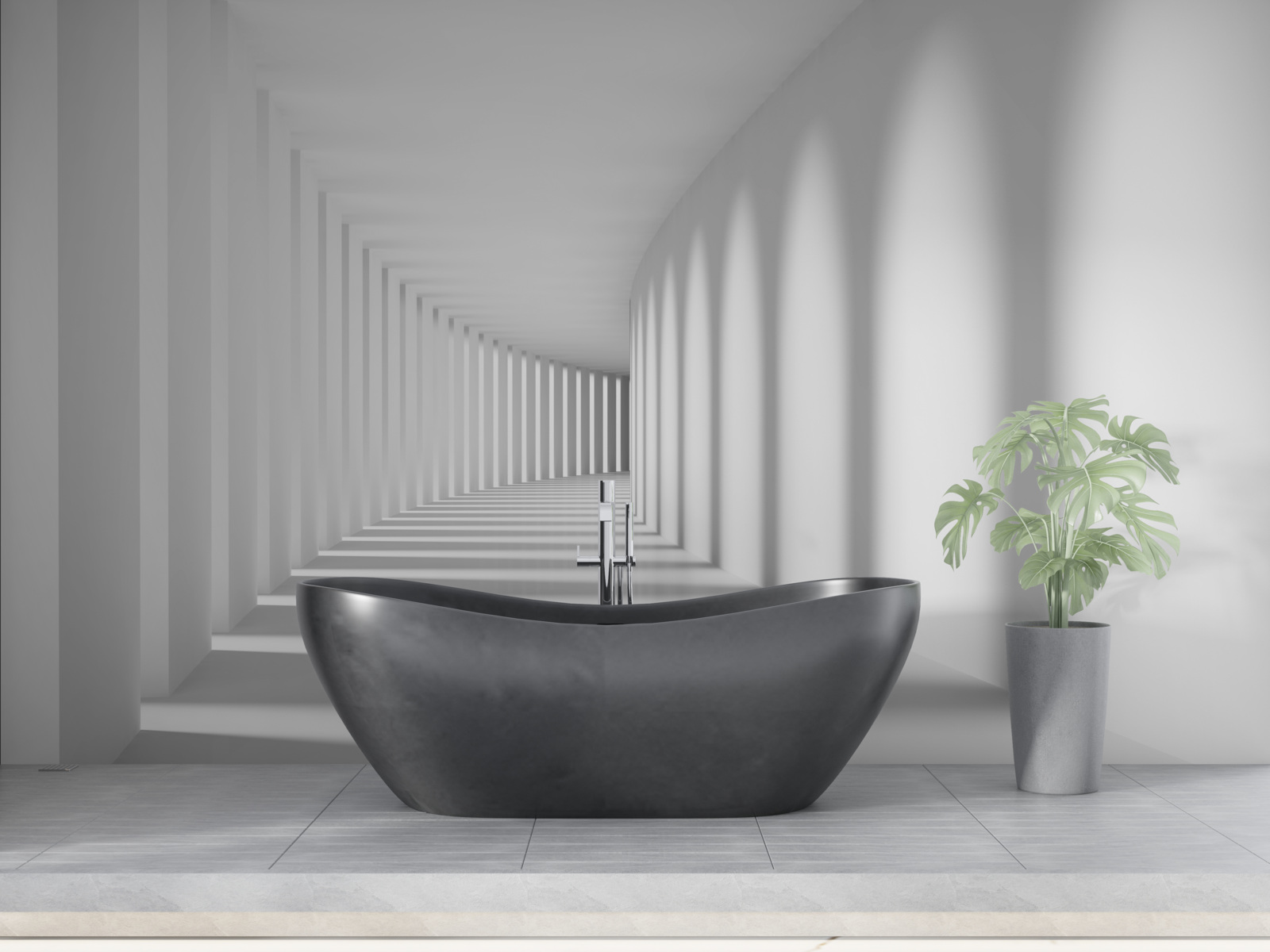 Фотошпалери тунель, що йде вдалину, оточений високими колонами