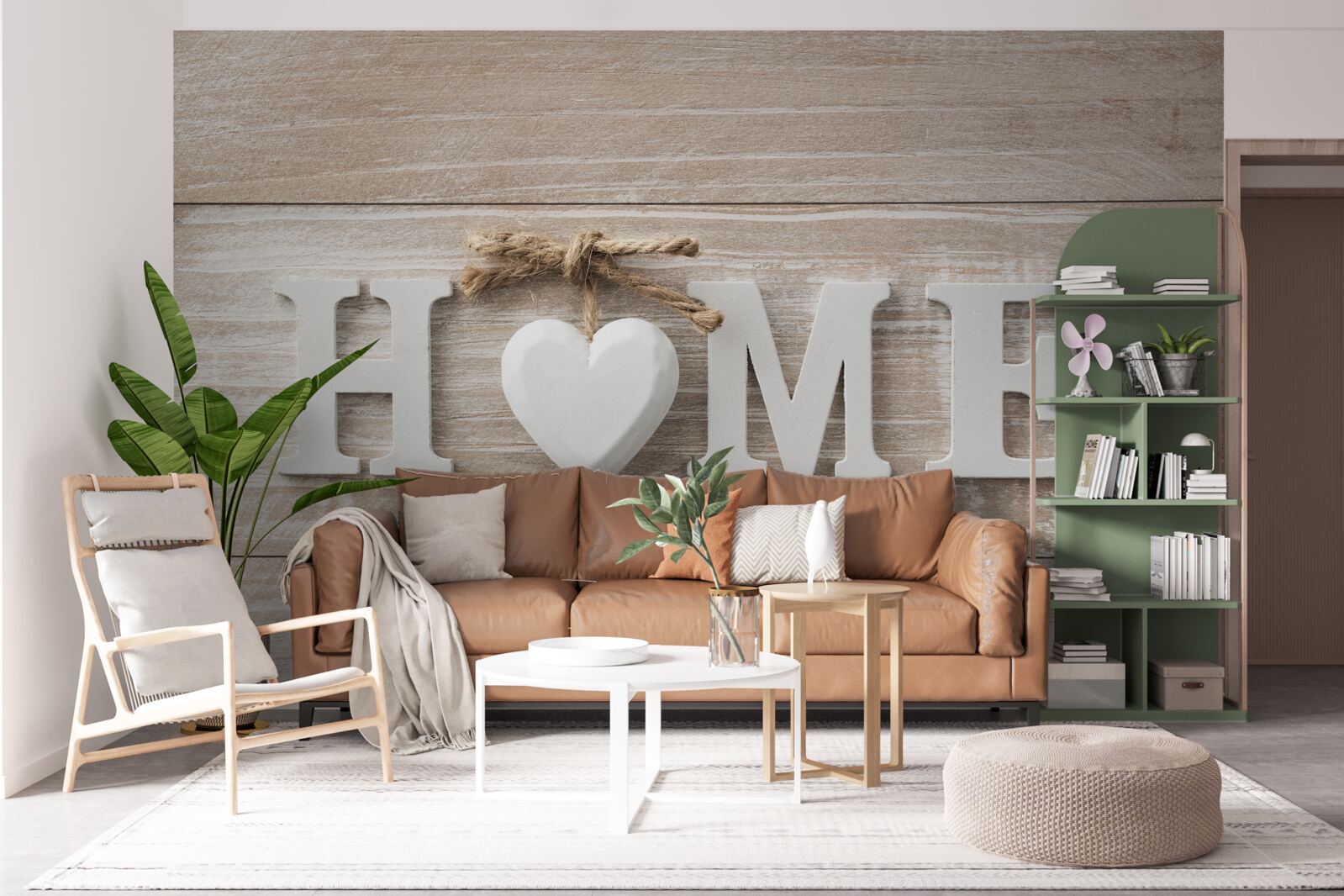 Фотошпалери текст "home" на тлі дерев
