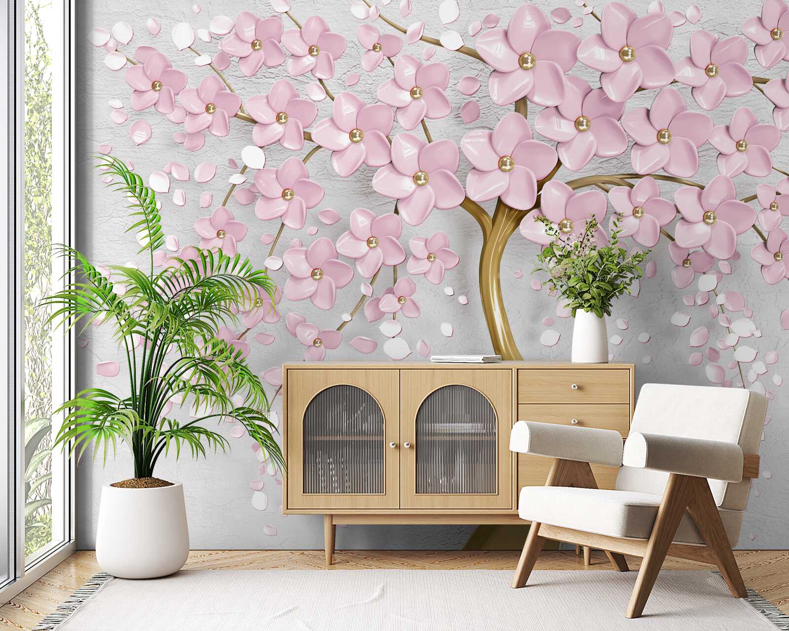 Фотошпалери квітуче дерево з навислими гілками