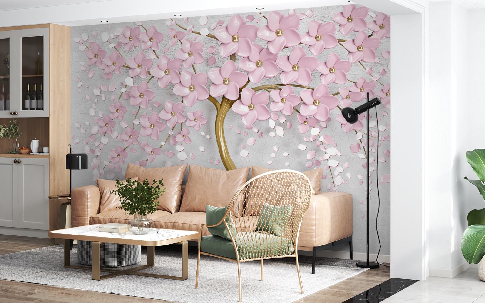 Фотошпалери квітуче дерево з навислими гілками