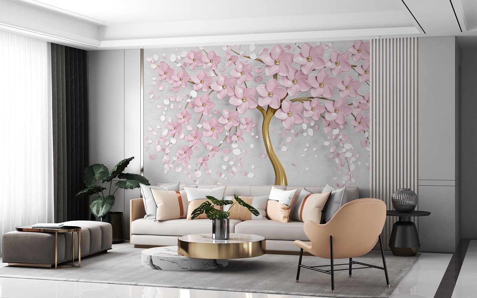 Фотошпалери квітуче дерево з навислими гілками