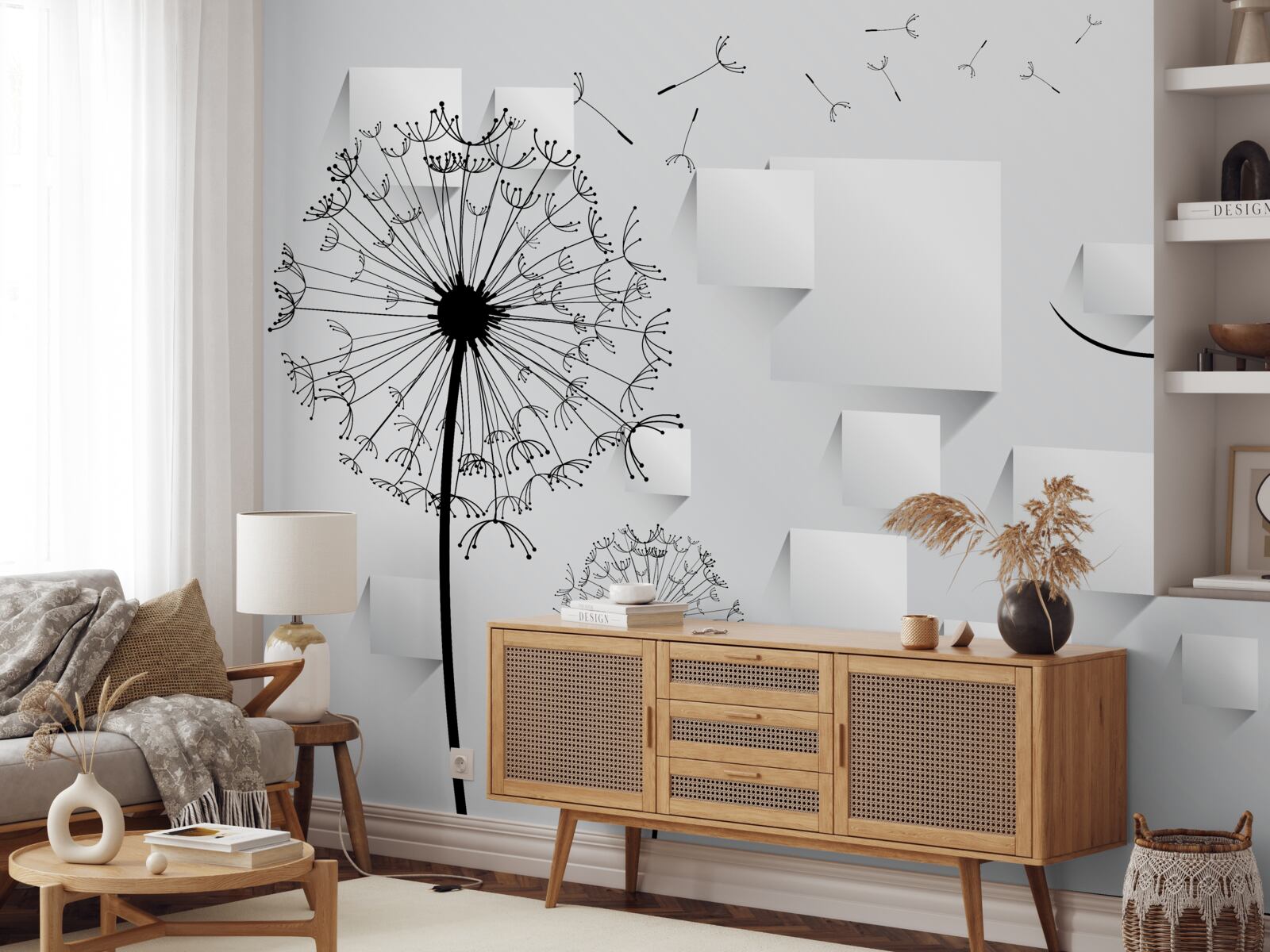 Фотошпалери кульбаба гойдається на вітрі