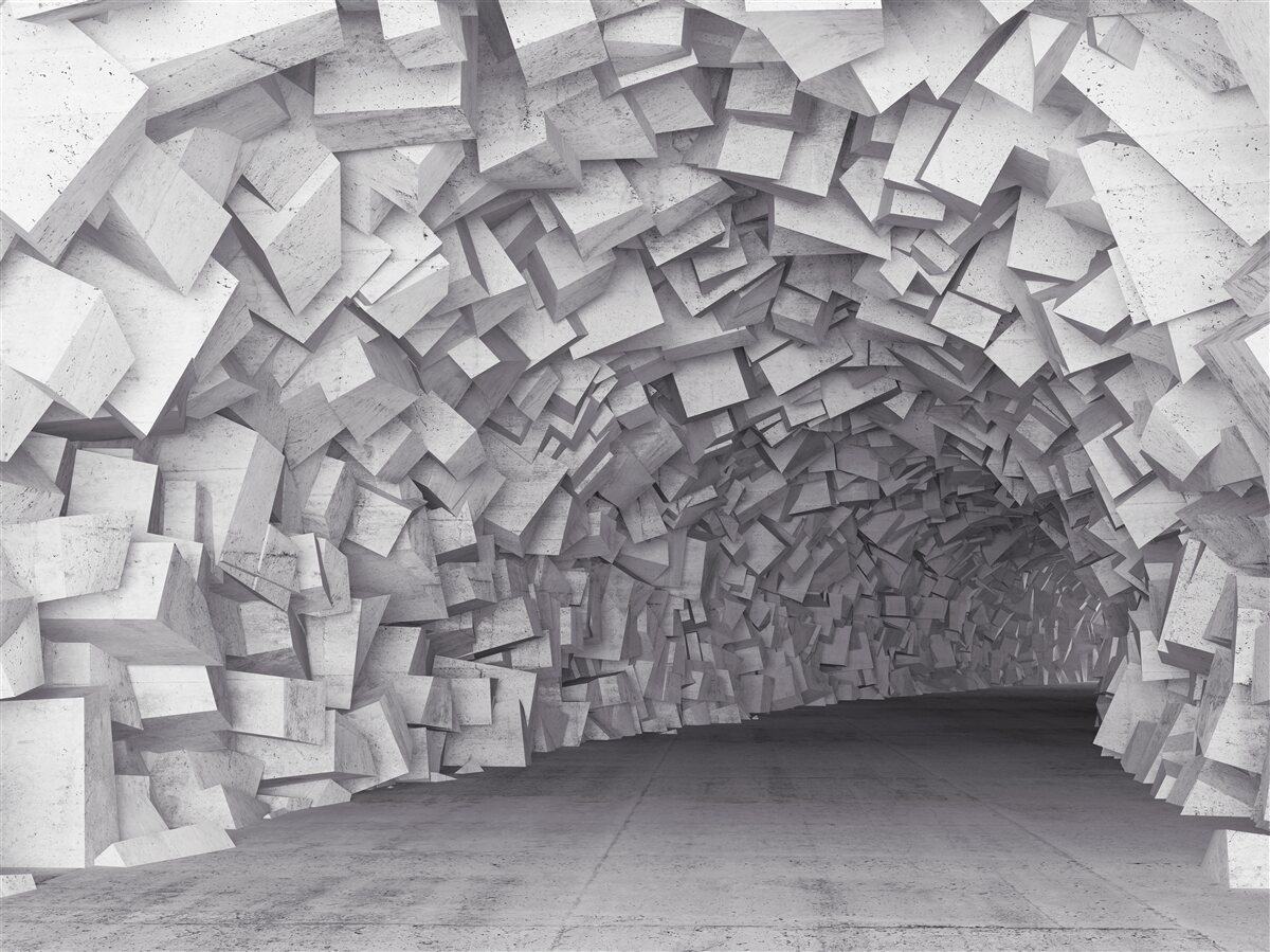 Фотошпалери 3d фігури утворюють тунель