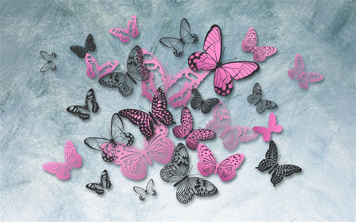 Фотошпалери група рожевих метеликів