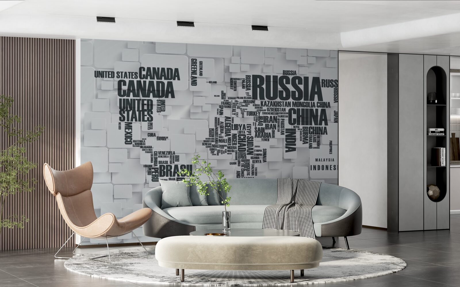 Fototapeta mapa przedstawiająca największe kraje świata