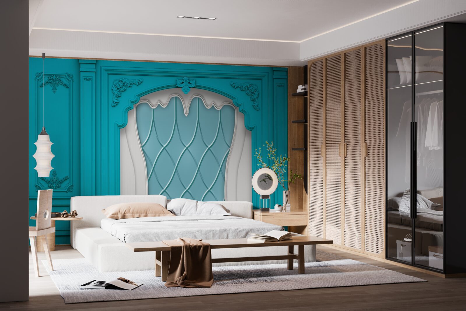 Фотошпалери вікно з блакитним вітражем