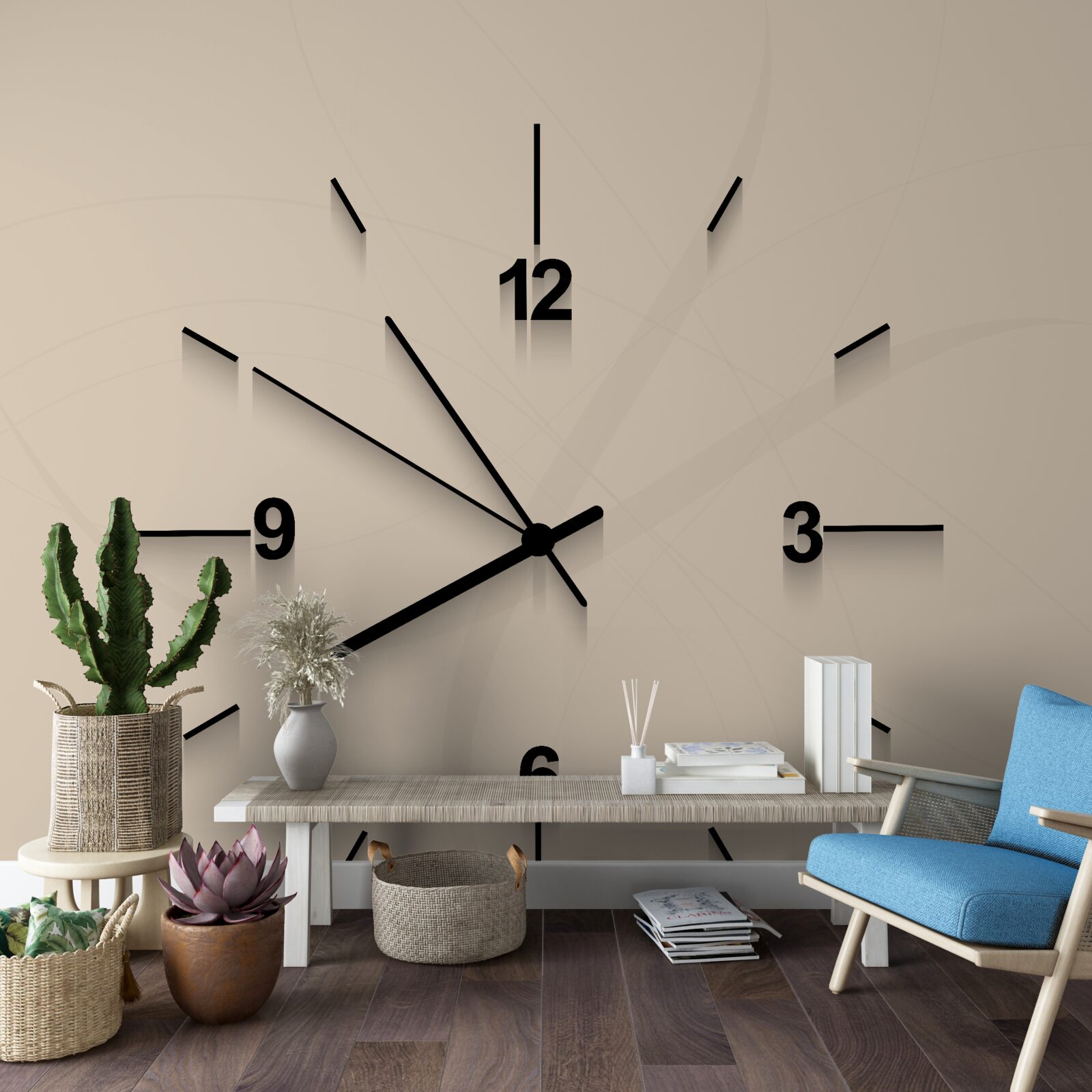 Фотошпалери настінний годинник з чотирма цифрами