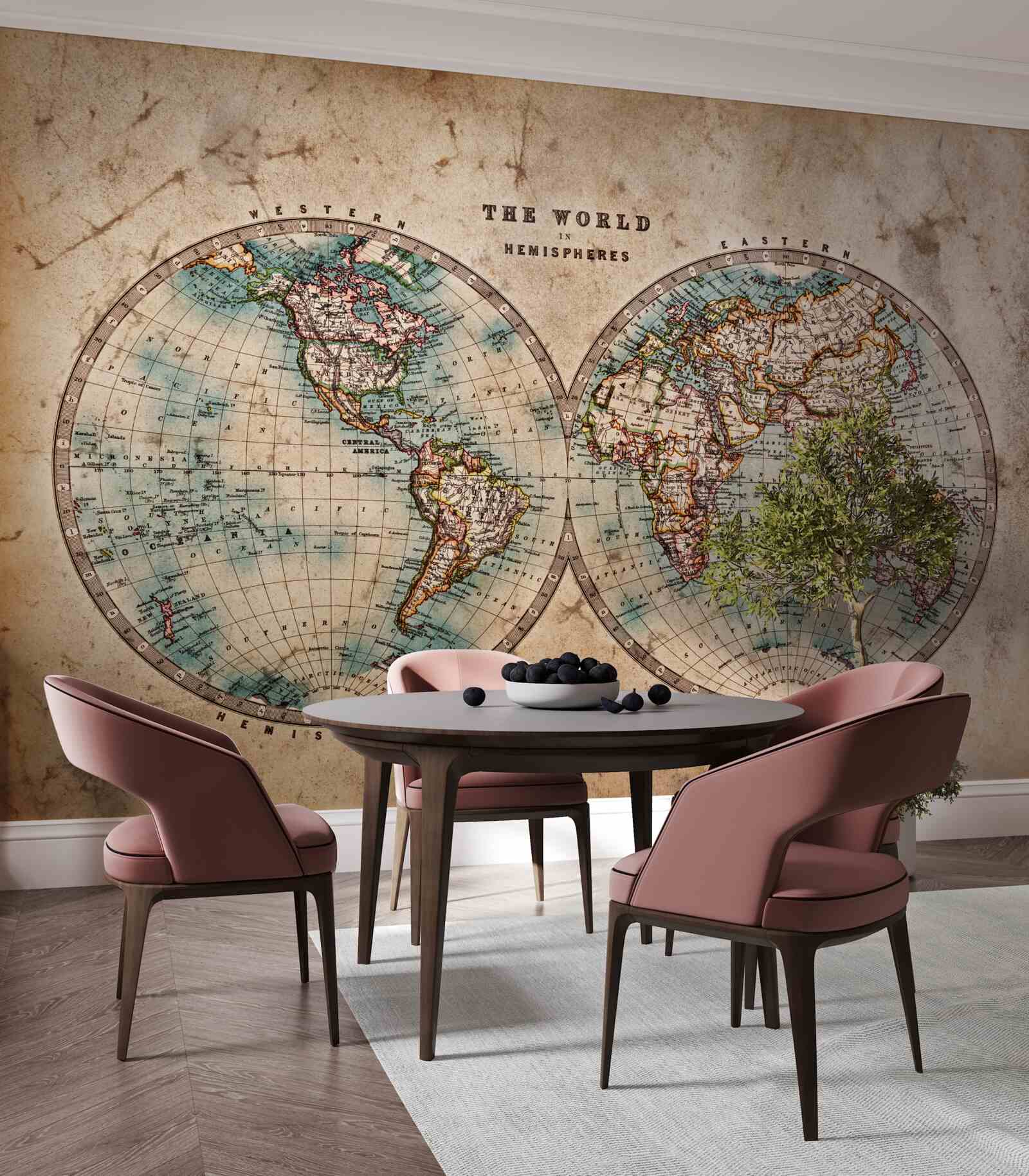 Fototapeta dwupółkulowy starożytny atlas geograficzny