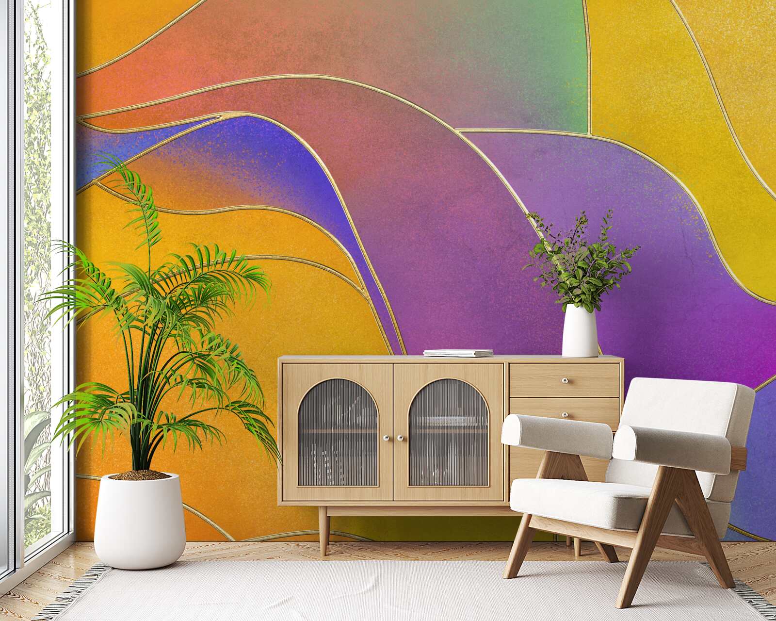 Фотошпалери вільні лінії фіолетового кольору