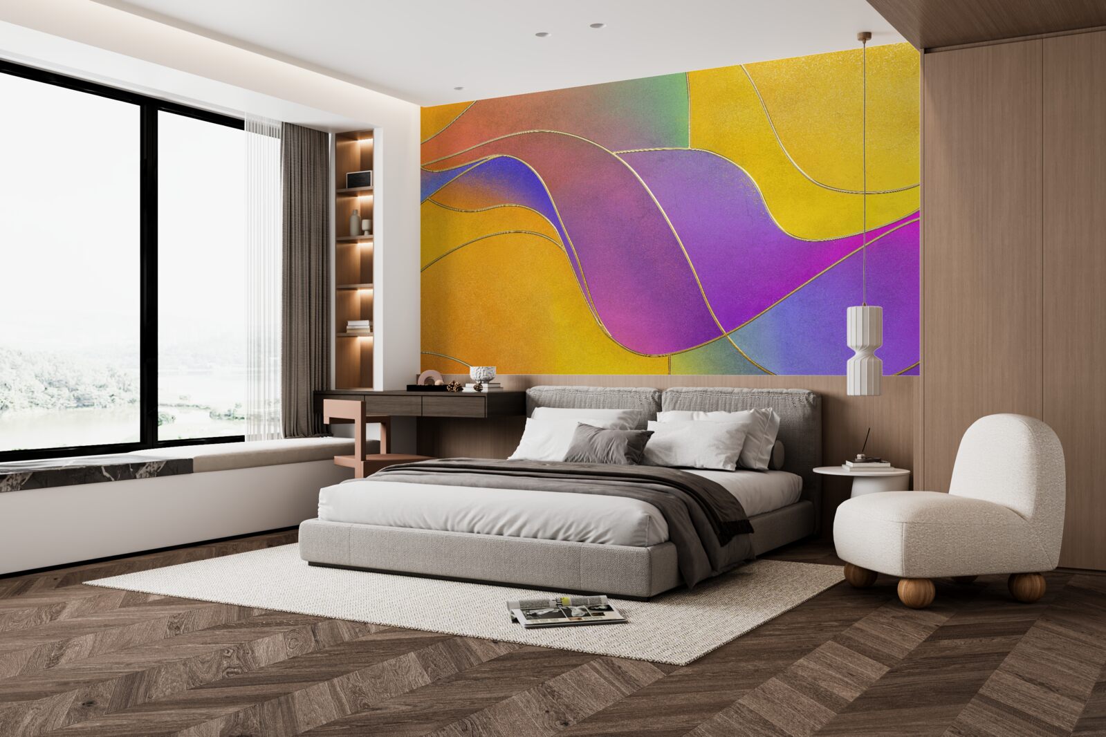 Фотошпалери вільні лінії фіолетового кольору