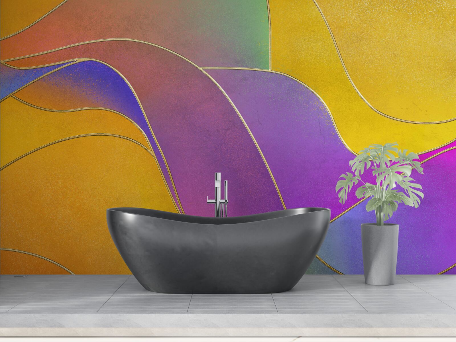 Фотошпалери вільні лінії фіолетового кольору