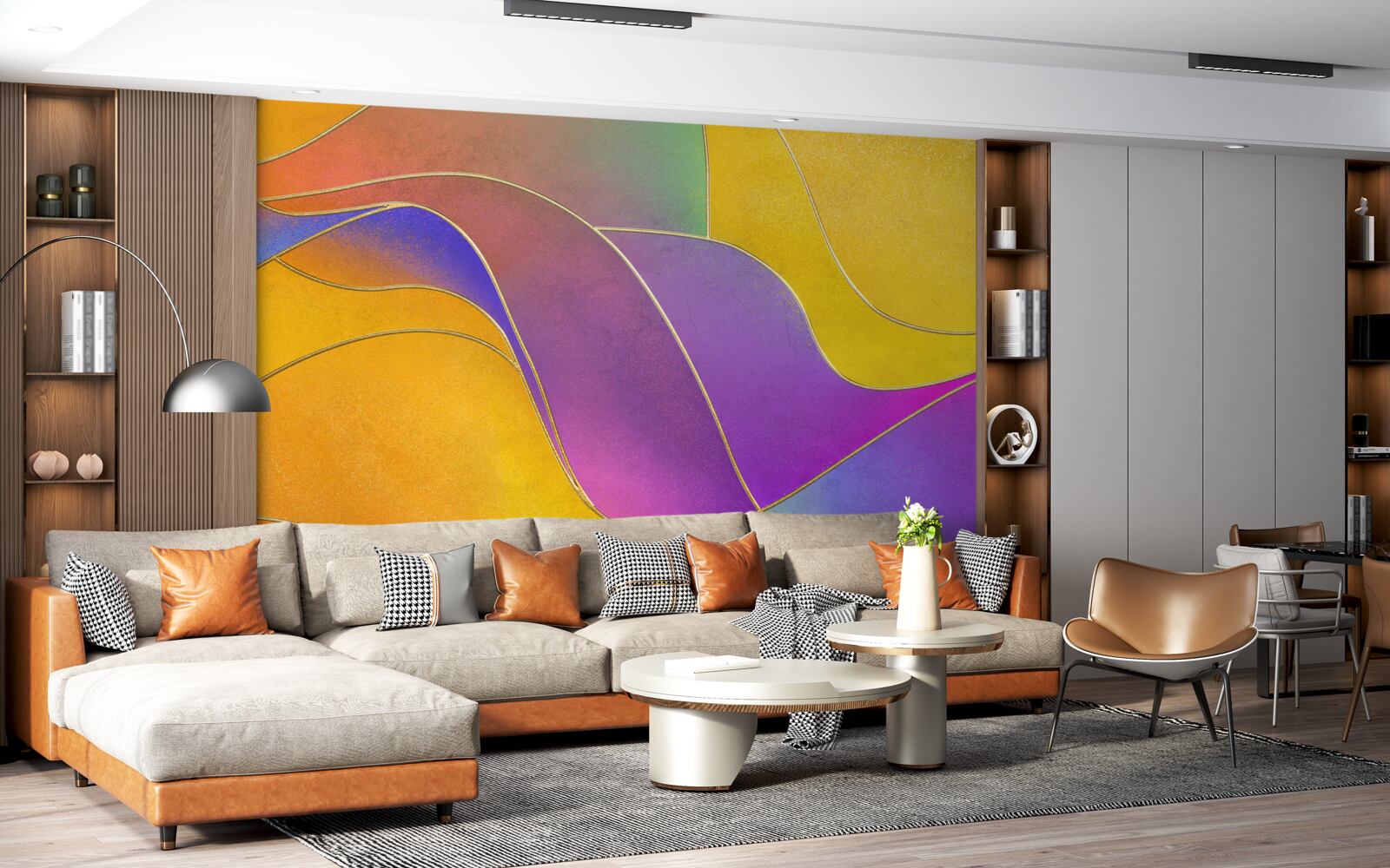 Фотошпалери вільні лінії фіолетового кольору