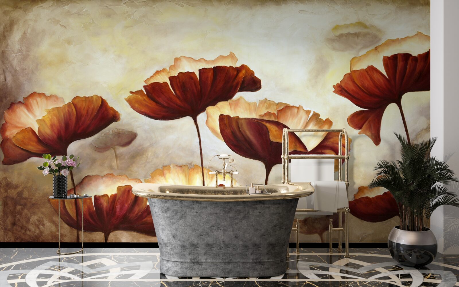 Фотошпалери стрункі червоні маки зустрічають світанок