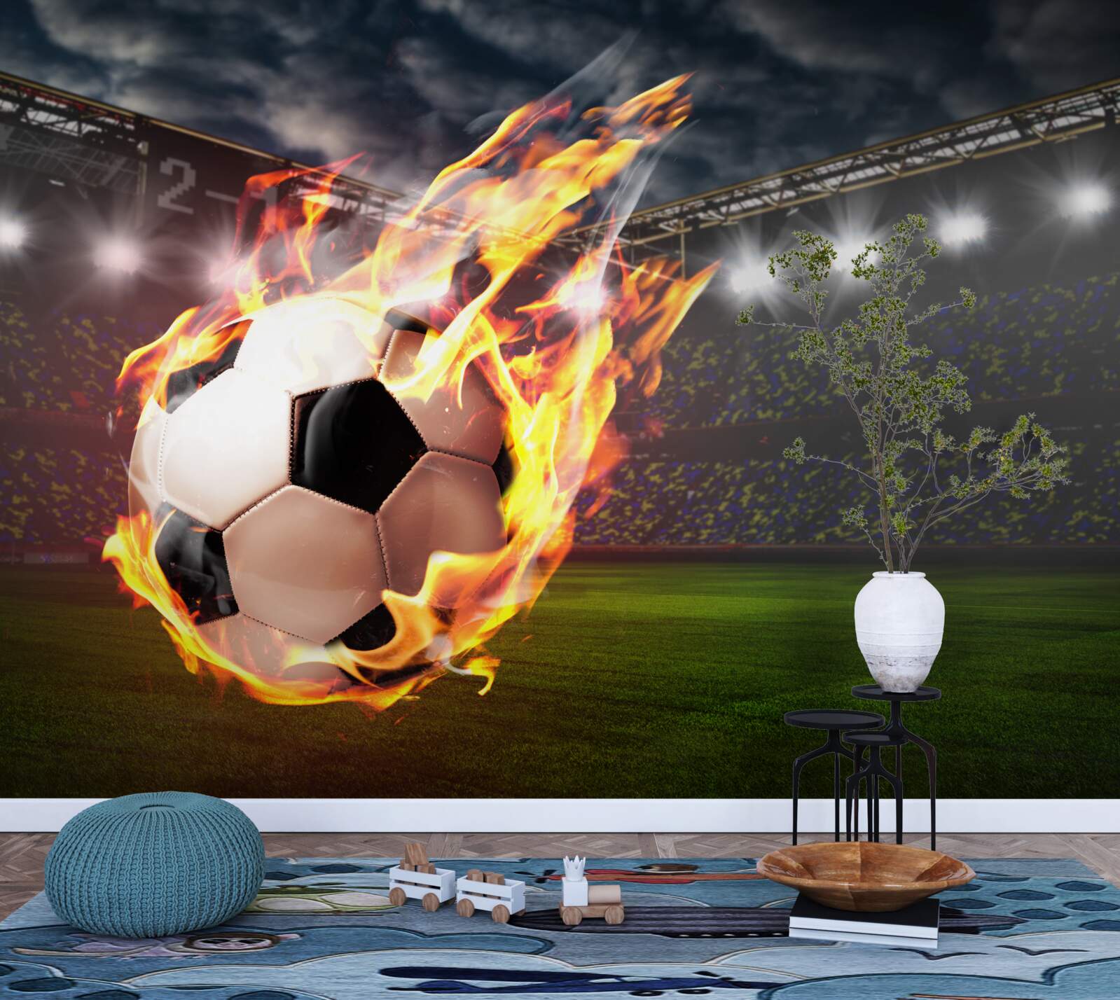 Фотошпалери полум'яний футбольний м'яч