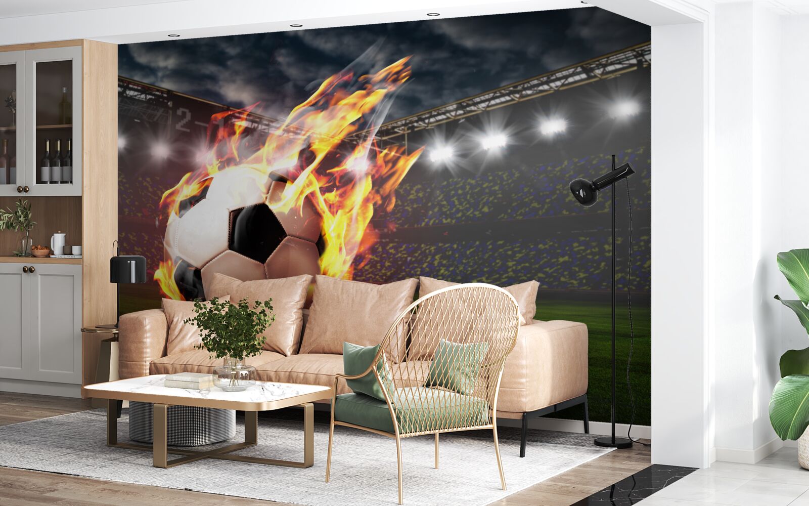 Фотошпалери полум'яний футбольний м'яч