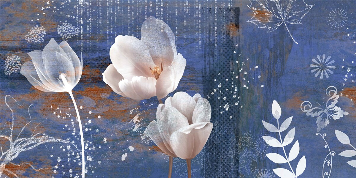 Фотошпалери ажурні тюльпани з білими бутонами