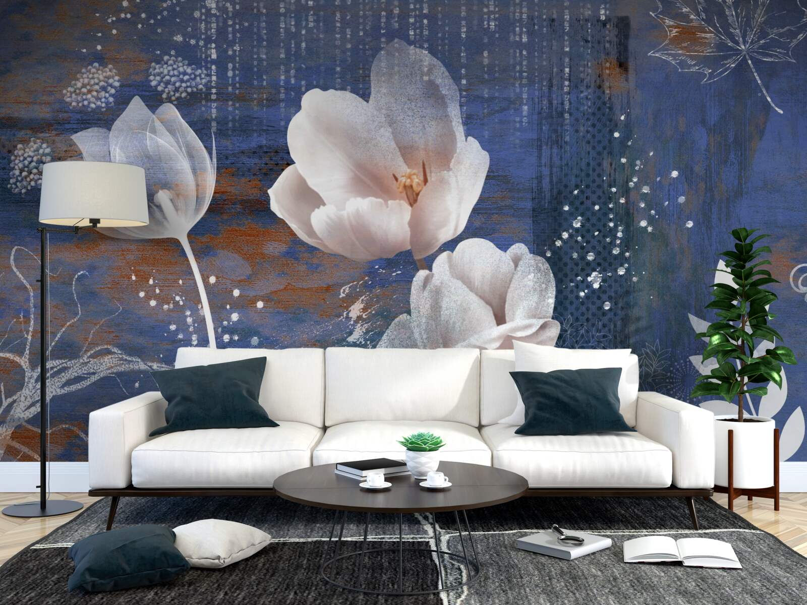 Фотошпалери ажурні тюльпани з білими бутонами