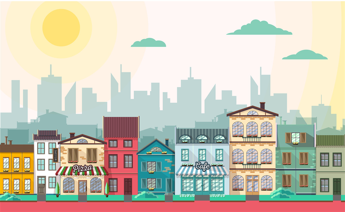 Фотошпалери Красиві будинки в різних кольорах