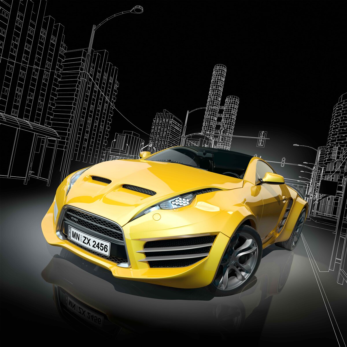 Фотошпалери Жовтий спортивний автомобіль
