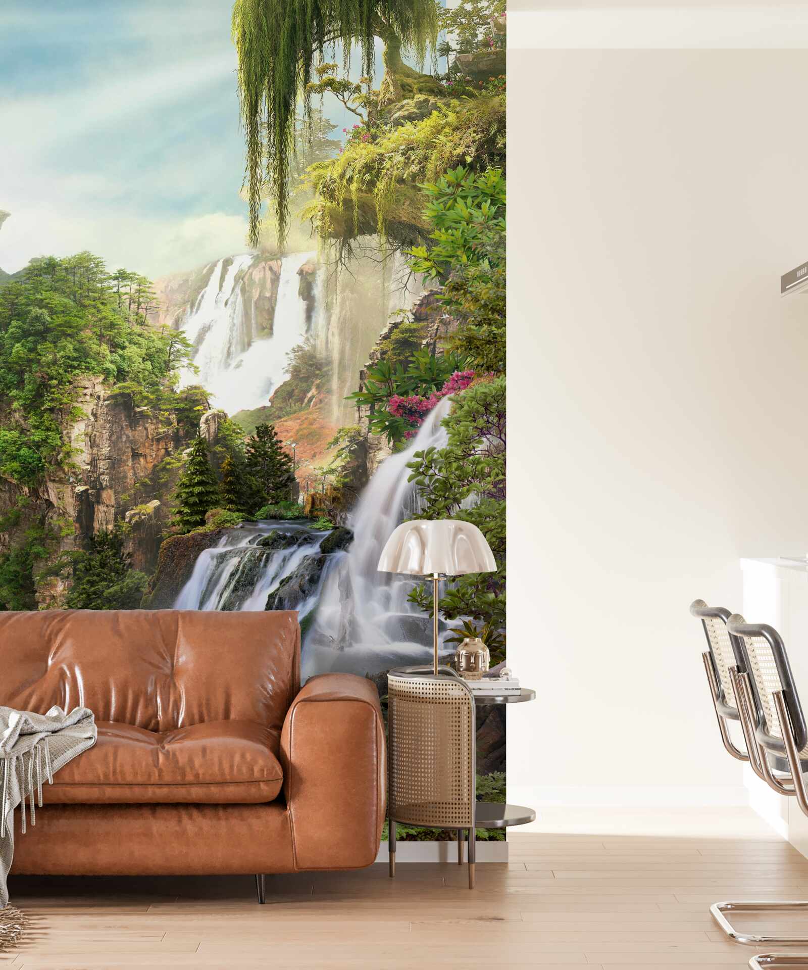 Фотошпалери зелень оточує водоспади