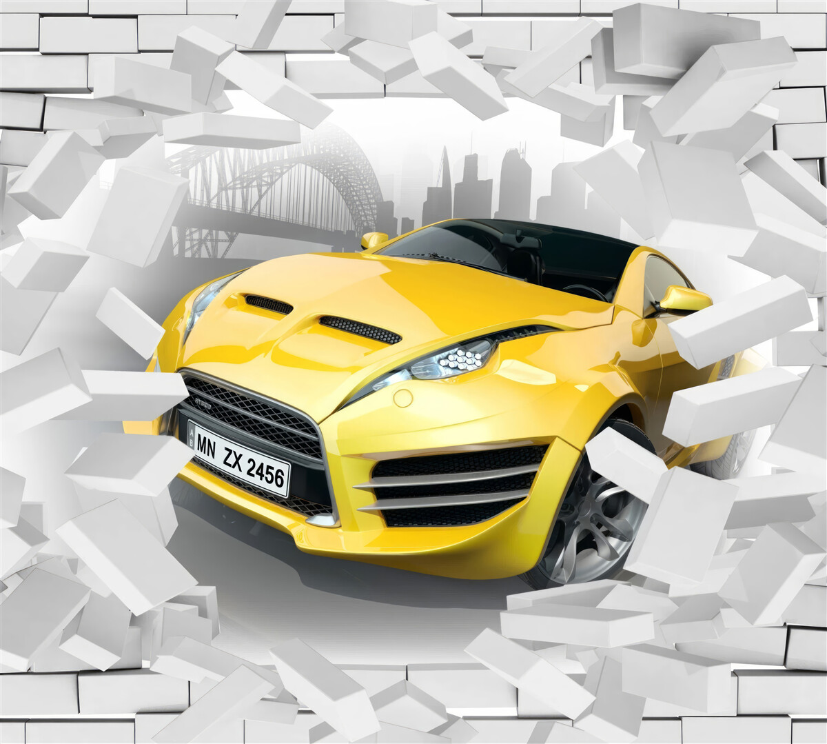 Фотошпалери Жовтий спортивний автомобіль
