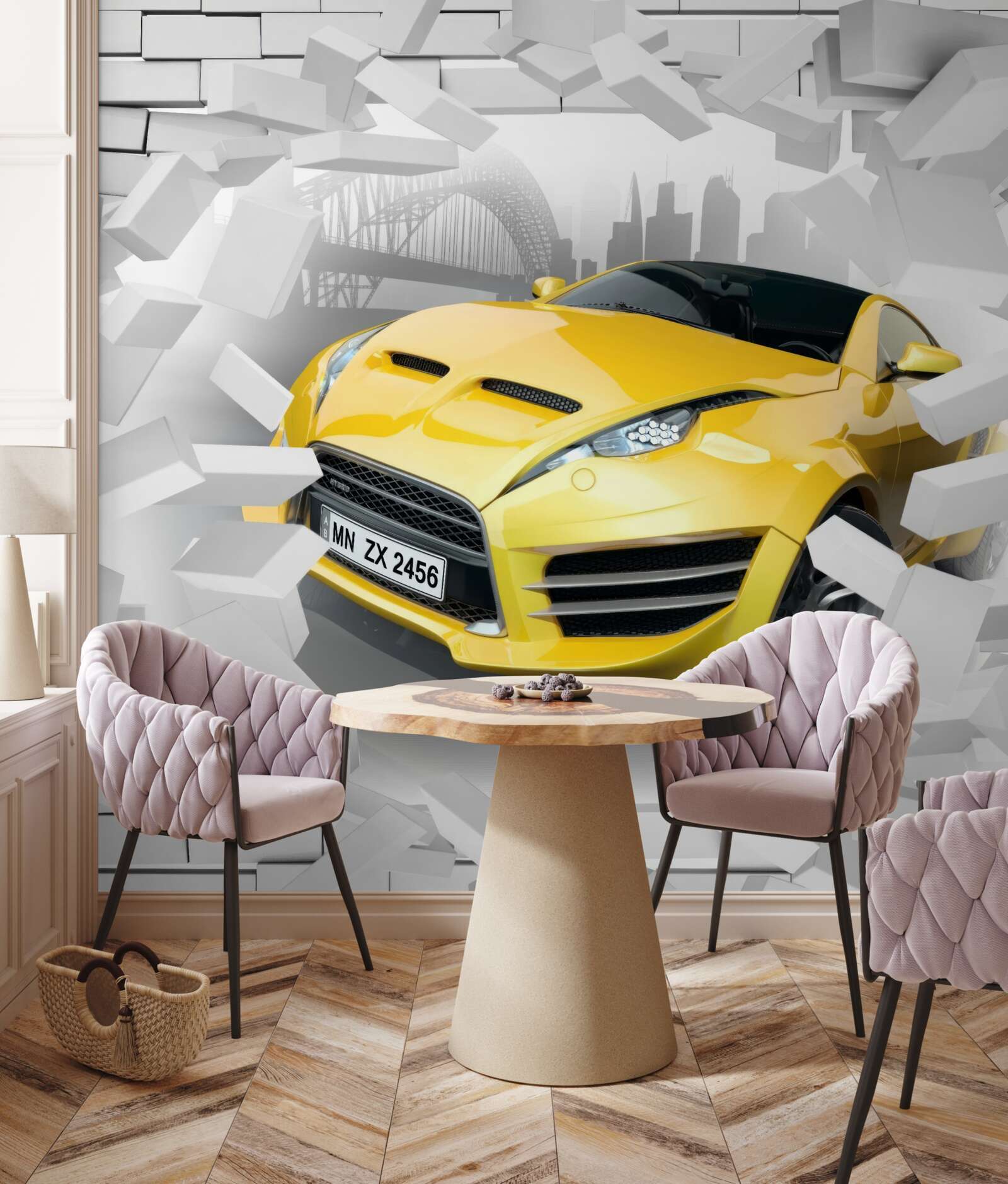 Фотошпалери Жовтий спортивний автомобіль