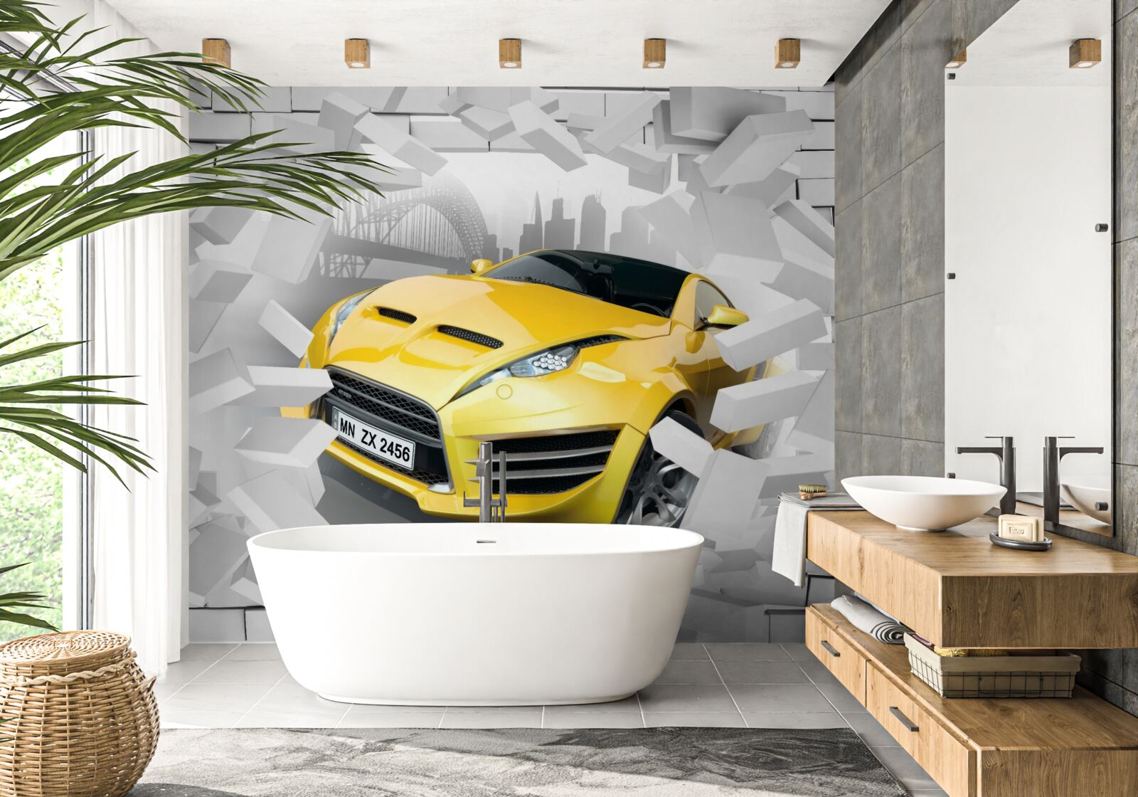 Фотошпалери Жовтий спортивний автомобіль