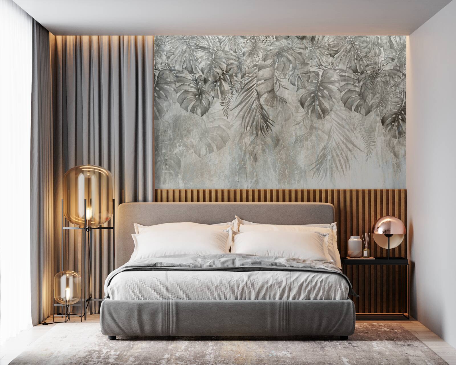 Фотошпалери листя, що падає крізь туман джунглів