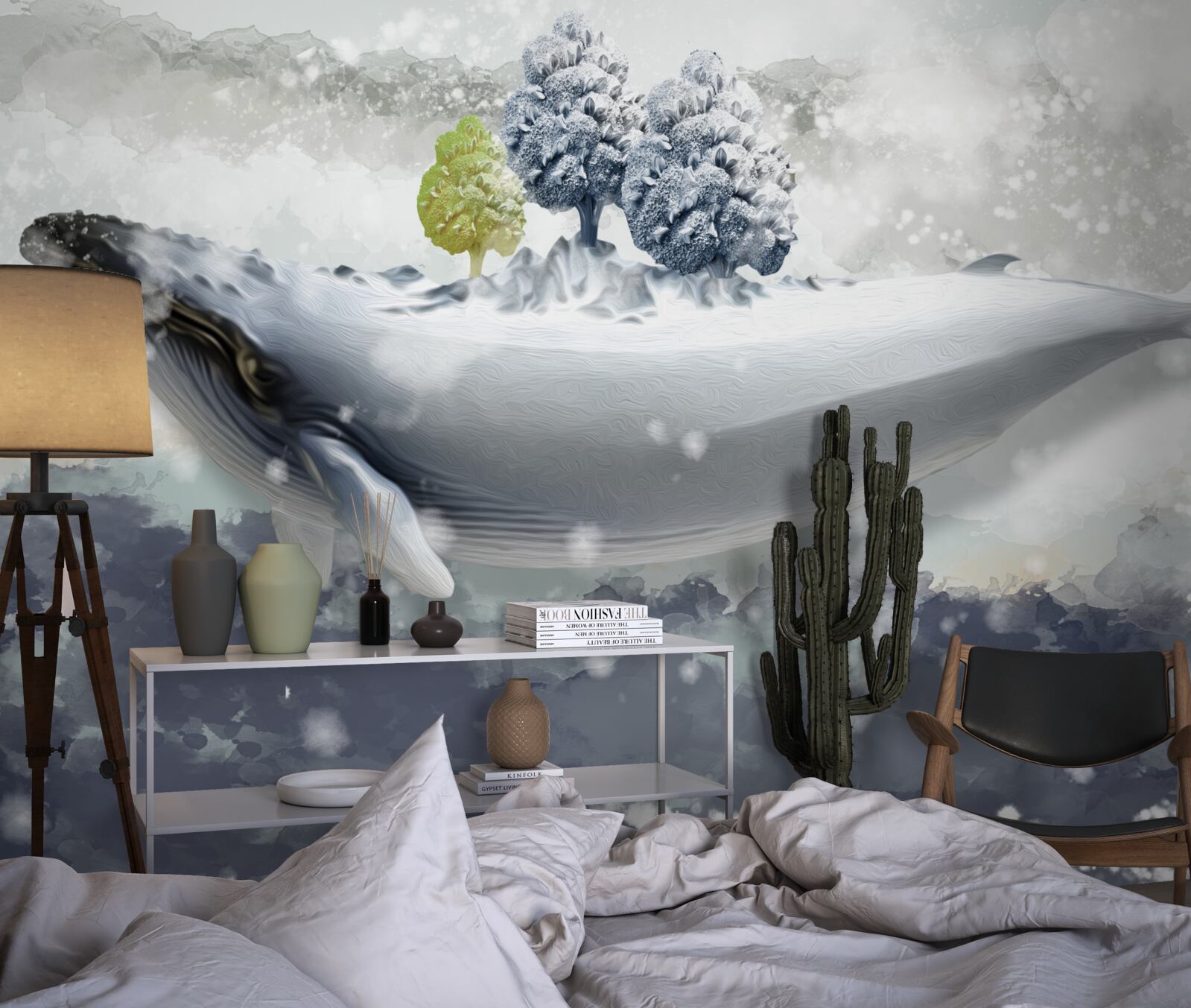 Фотошпалери кит-альбінос у крижаному морі