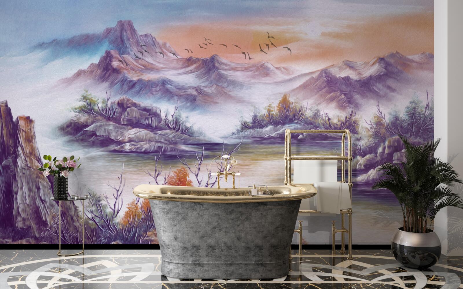 Фотошпалери гори вкриті туманом