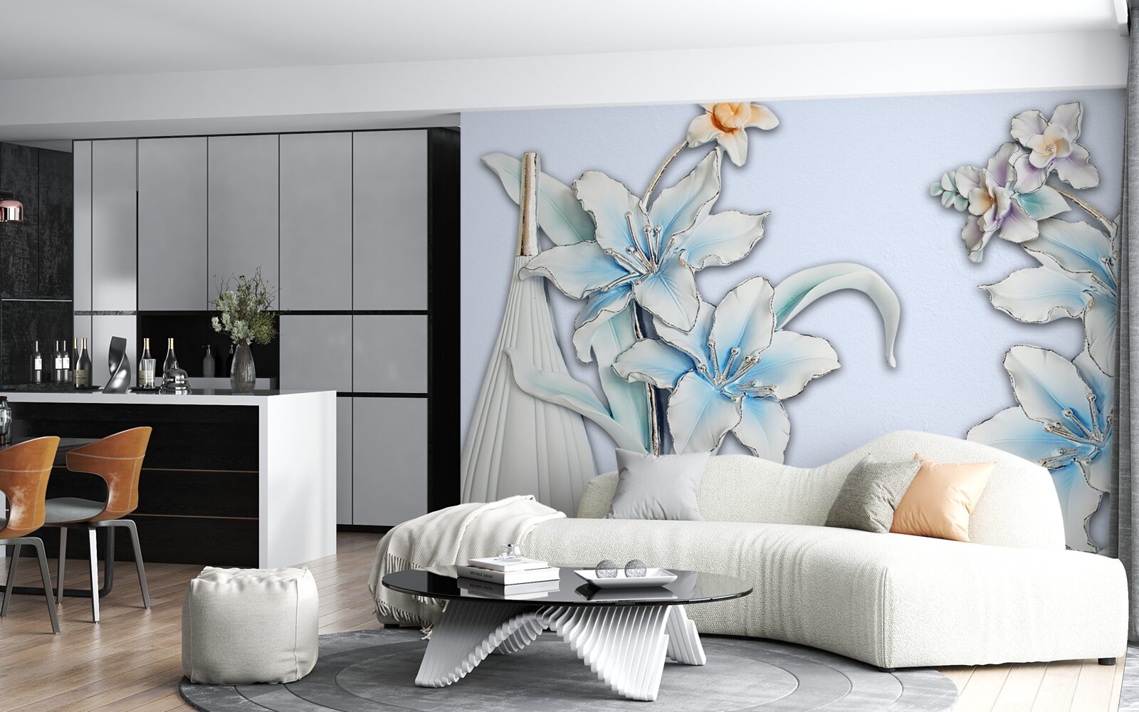 Фотошпалери букет білих і блакитних лілій