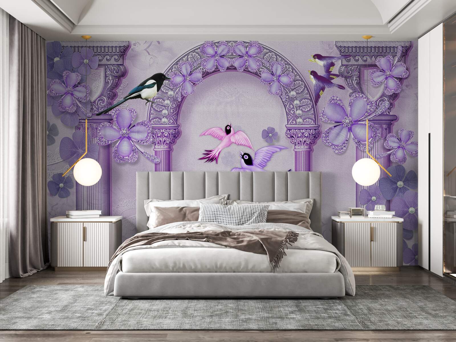 Фотошпалери Квіткова арка у відтінках фіолетового