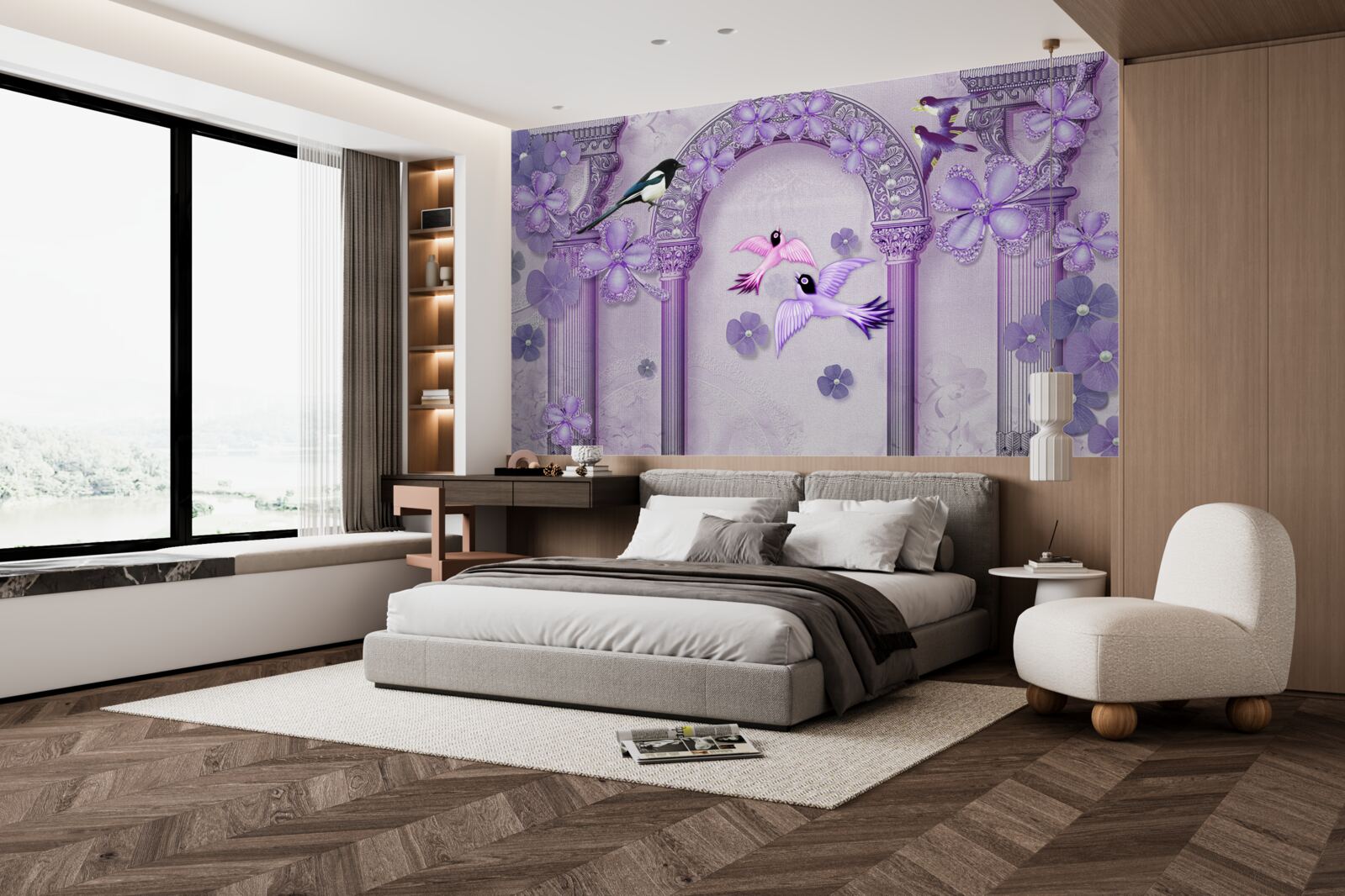 Фотошпалери Квіткова арка у відтінках фіолетового