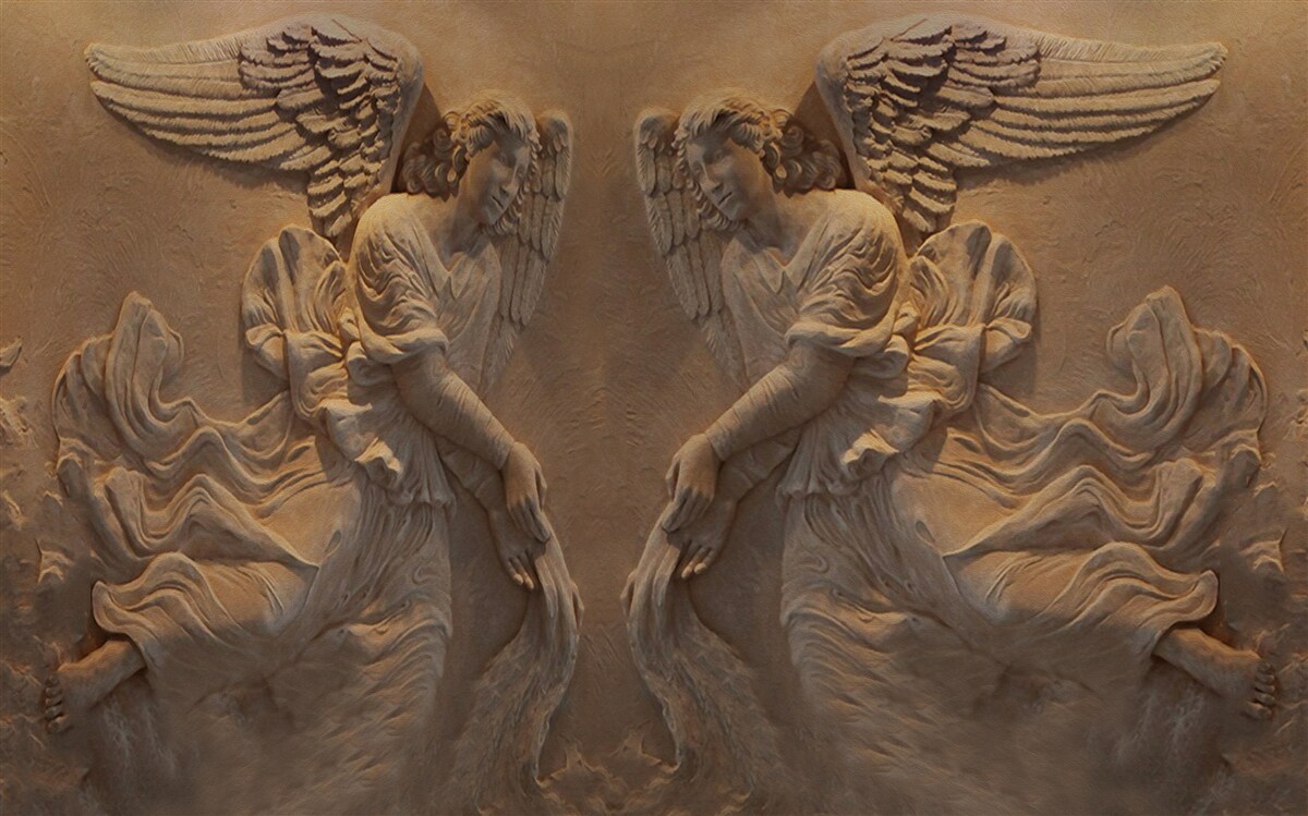 Фотошпалери дівчинка і хлопчик з крилами