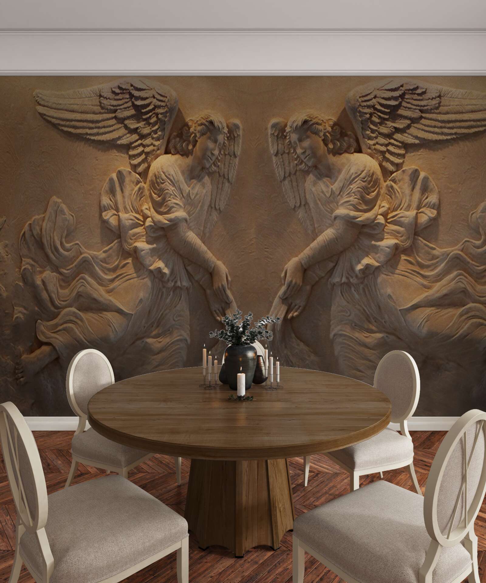 Фотошпалери дівчинка і хлопчик з крилами