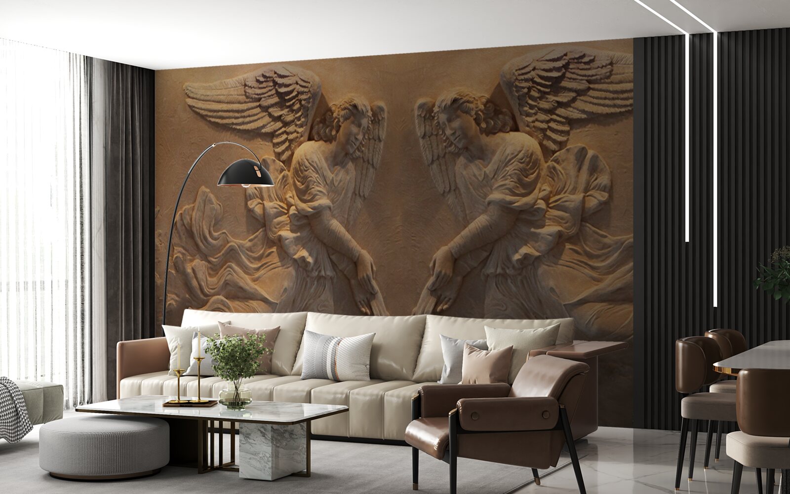 Фотошпалери дівчинка і хлопчик з крилами