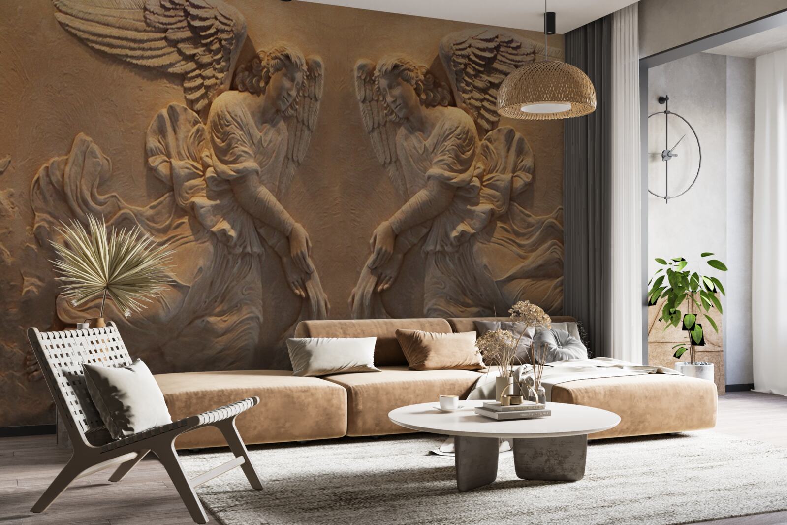 Фотошпалери дівчинка і хлопчик з крилами